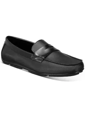 ALFANI Mens Black Mixed Media Penny Keeper Comfort Iker Round Toe Slip On Loafers Shoes M