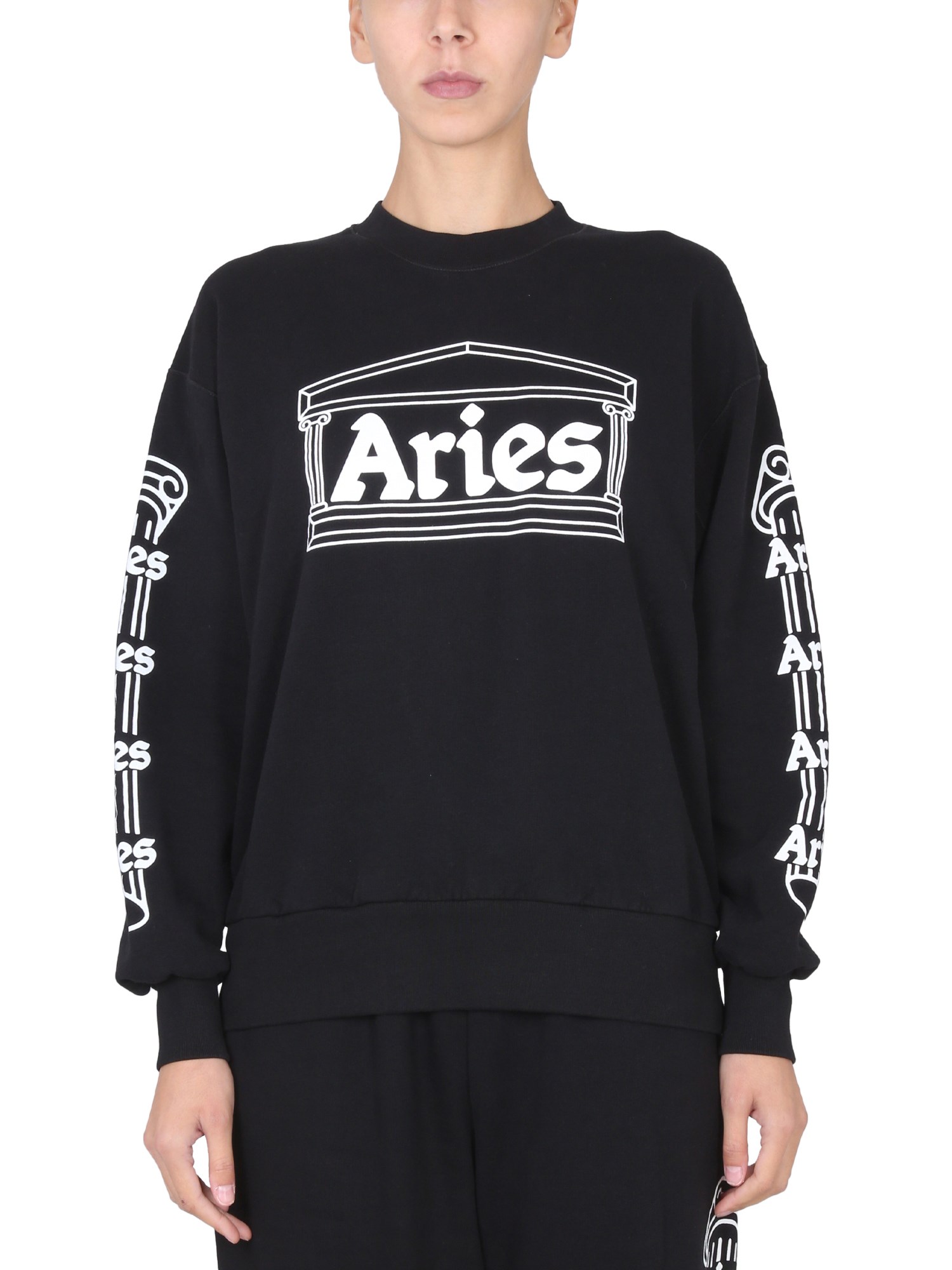 ARIES    COTTON FLEECE CREWNECK SWEATSHIRT