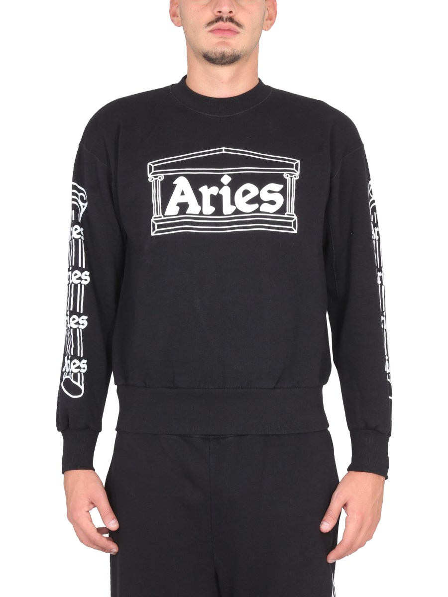 ARIES    COTTON FLEECE CREWNECK SWEATSHIRT