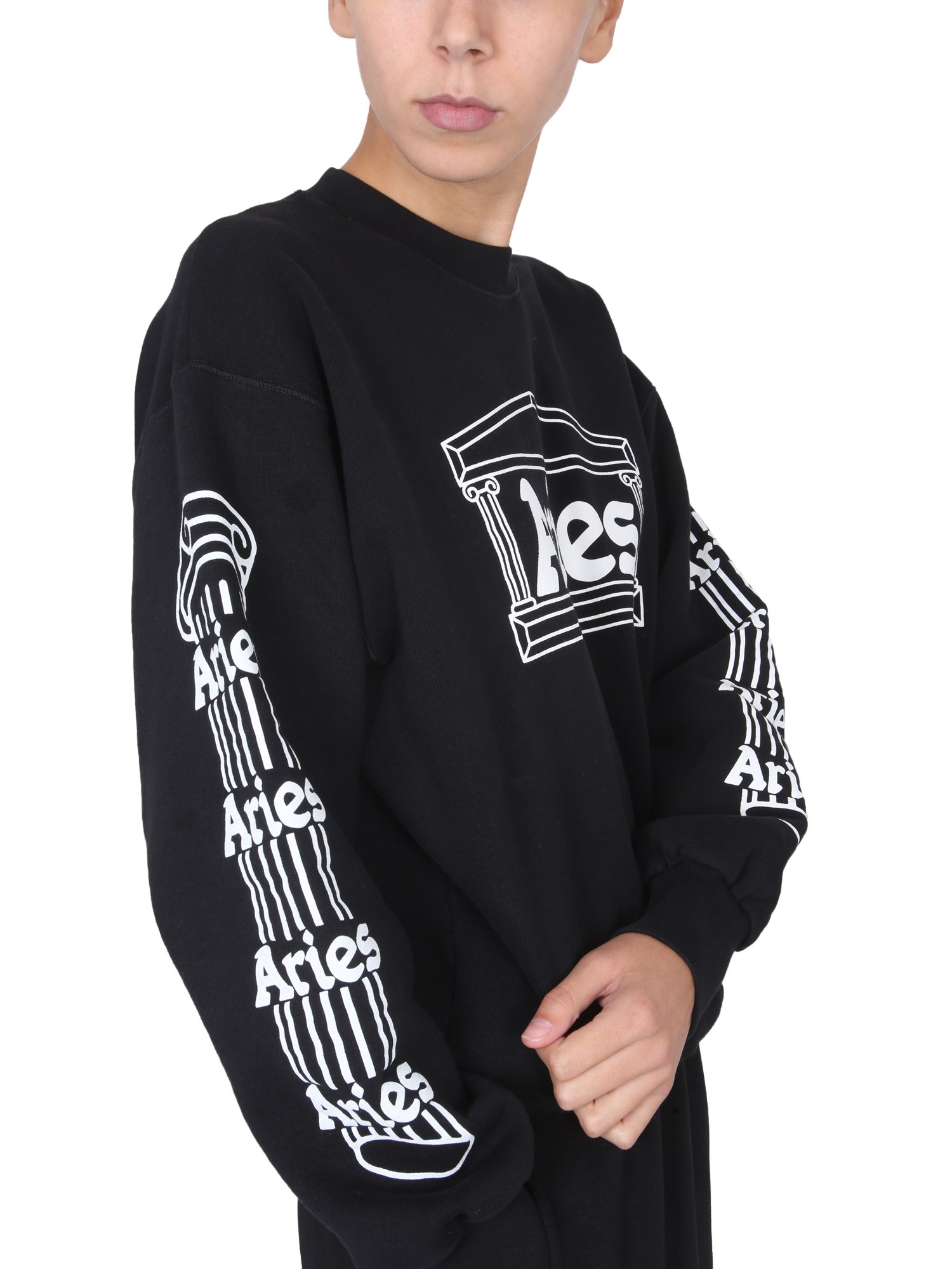 ARIES    COTTON FLEECE CREWNECK SWEATSHIRT