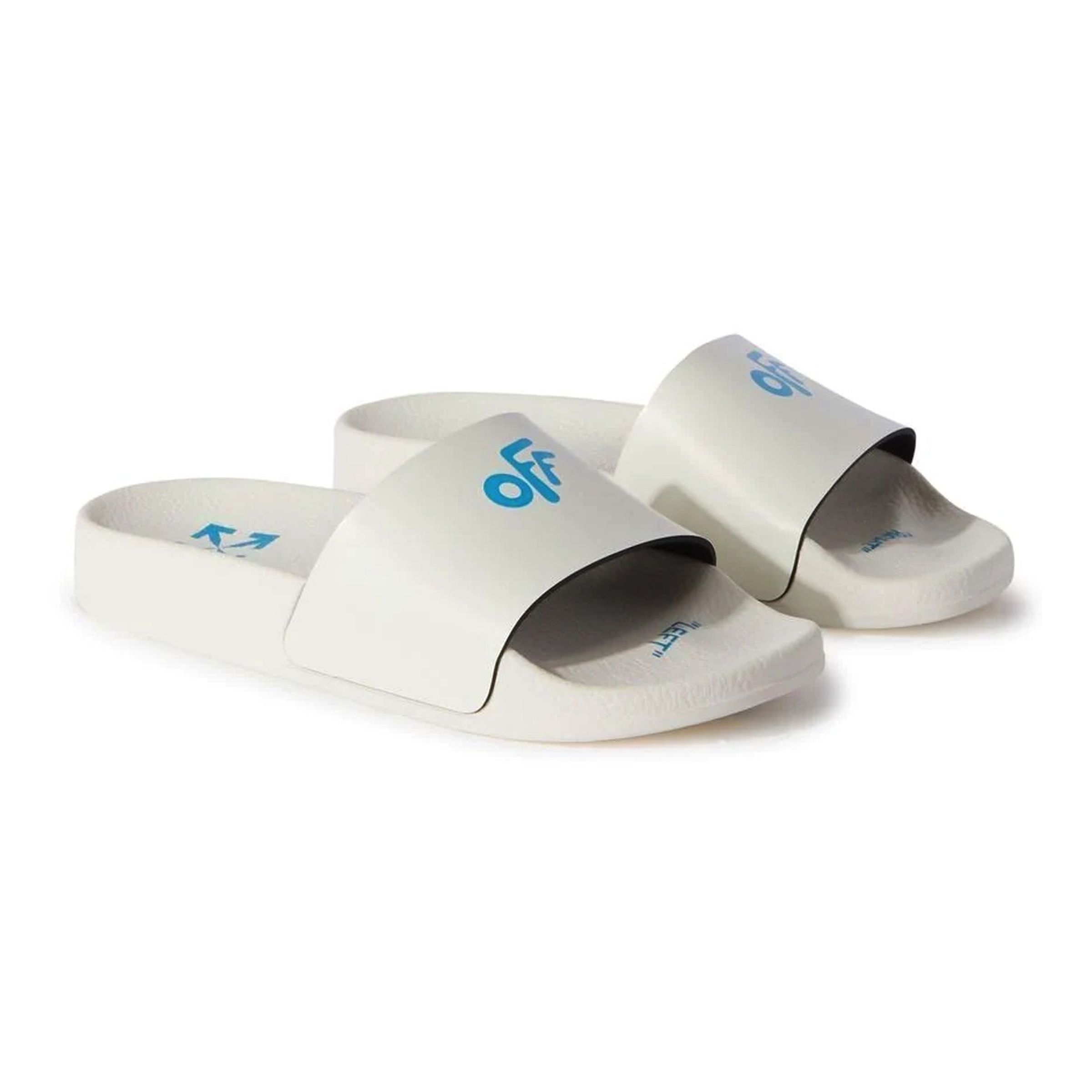 Beige & Blue Logo Pool Slides