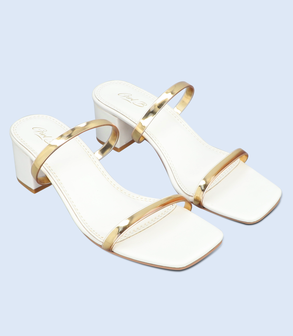 BW9380-WHITE-Women Slipper Heel