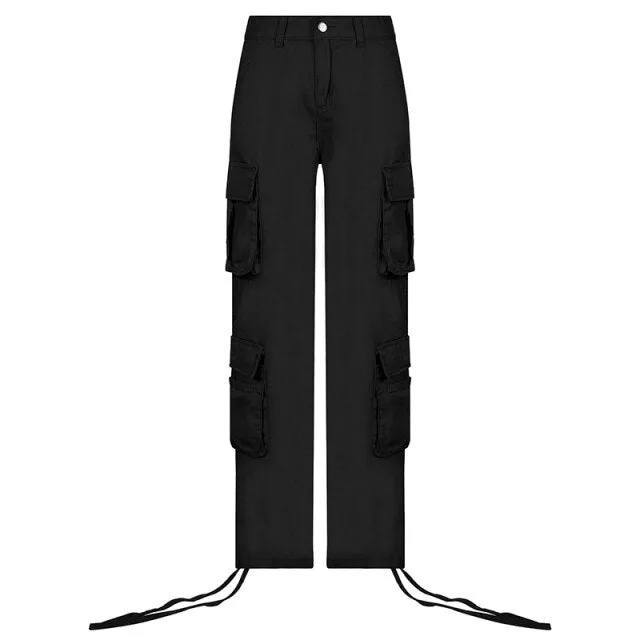 Casual Streetwear Vintage Style Multi Pockets Baggy Cargo Pants for Women