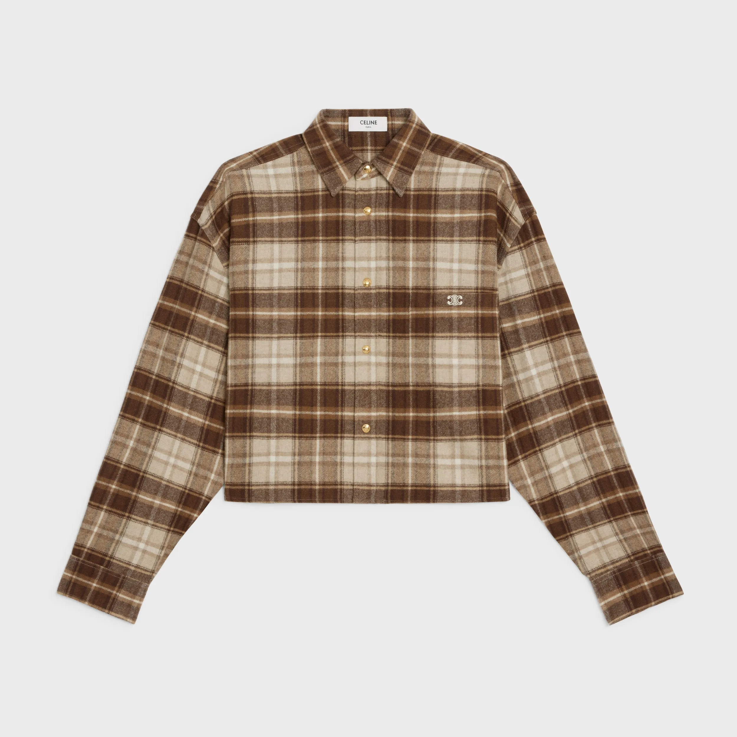 CELINE  |CROPPED SHIRT IN CHECKED WOOL  2C878377T.02CU