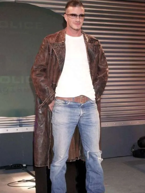 David Beckham Brown Leather Coat - New American Jackets