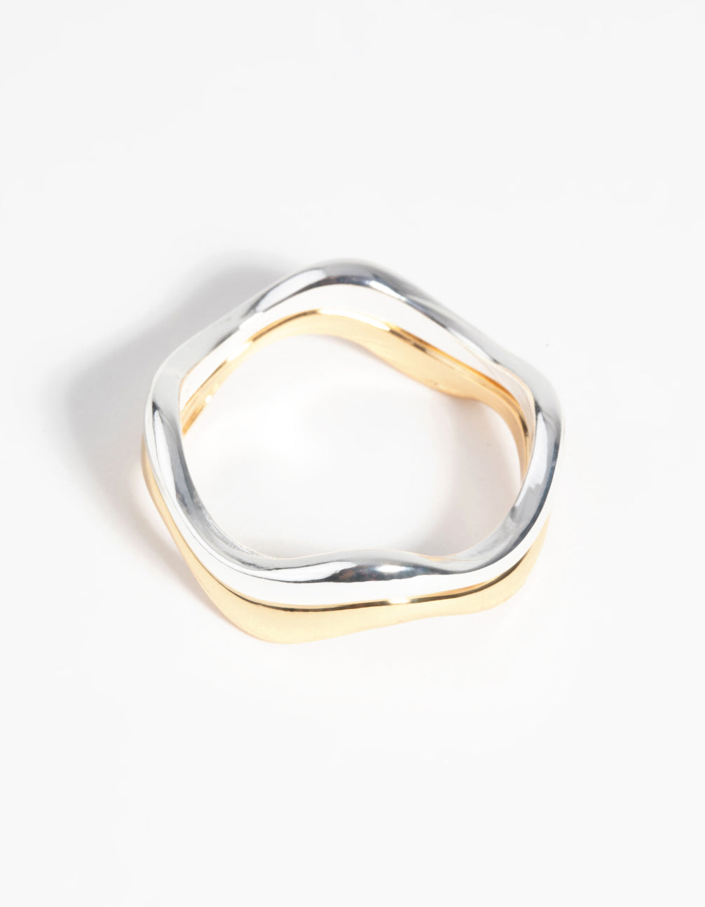 Gold & Silver Plated Weave Ring Set