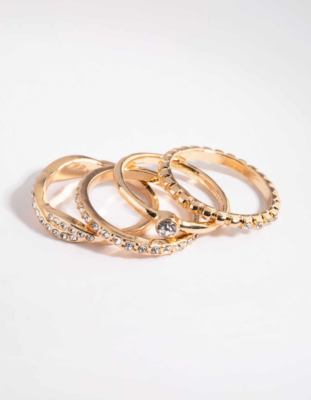 Gold Diamante Ring Stack Pack