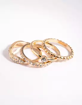 Gold Diamante Ring Stack Pack