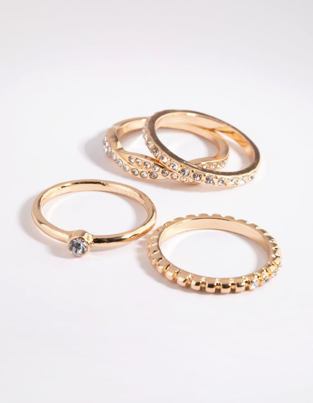 Gold Diamante Ring Stack Pack