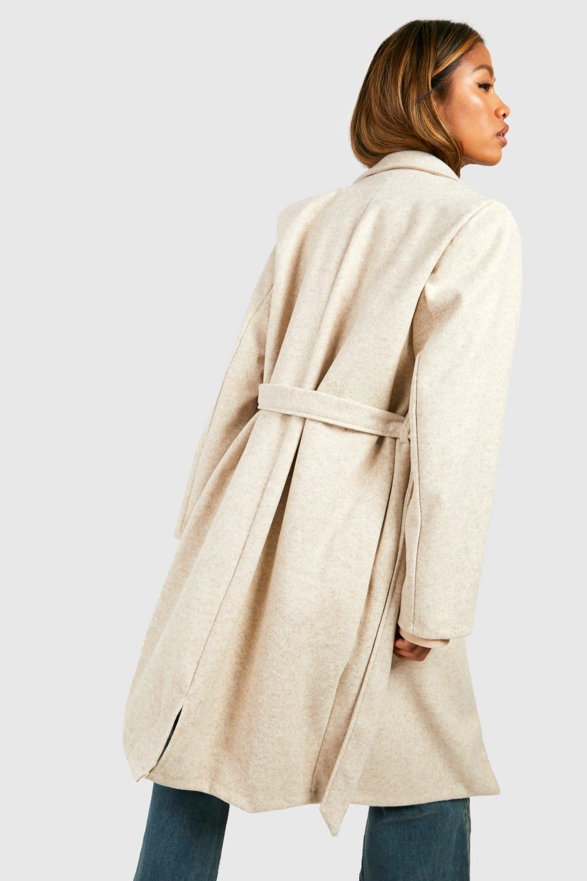 Jackets & Coats | Marl Belted Coat | boohoo