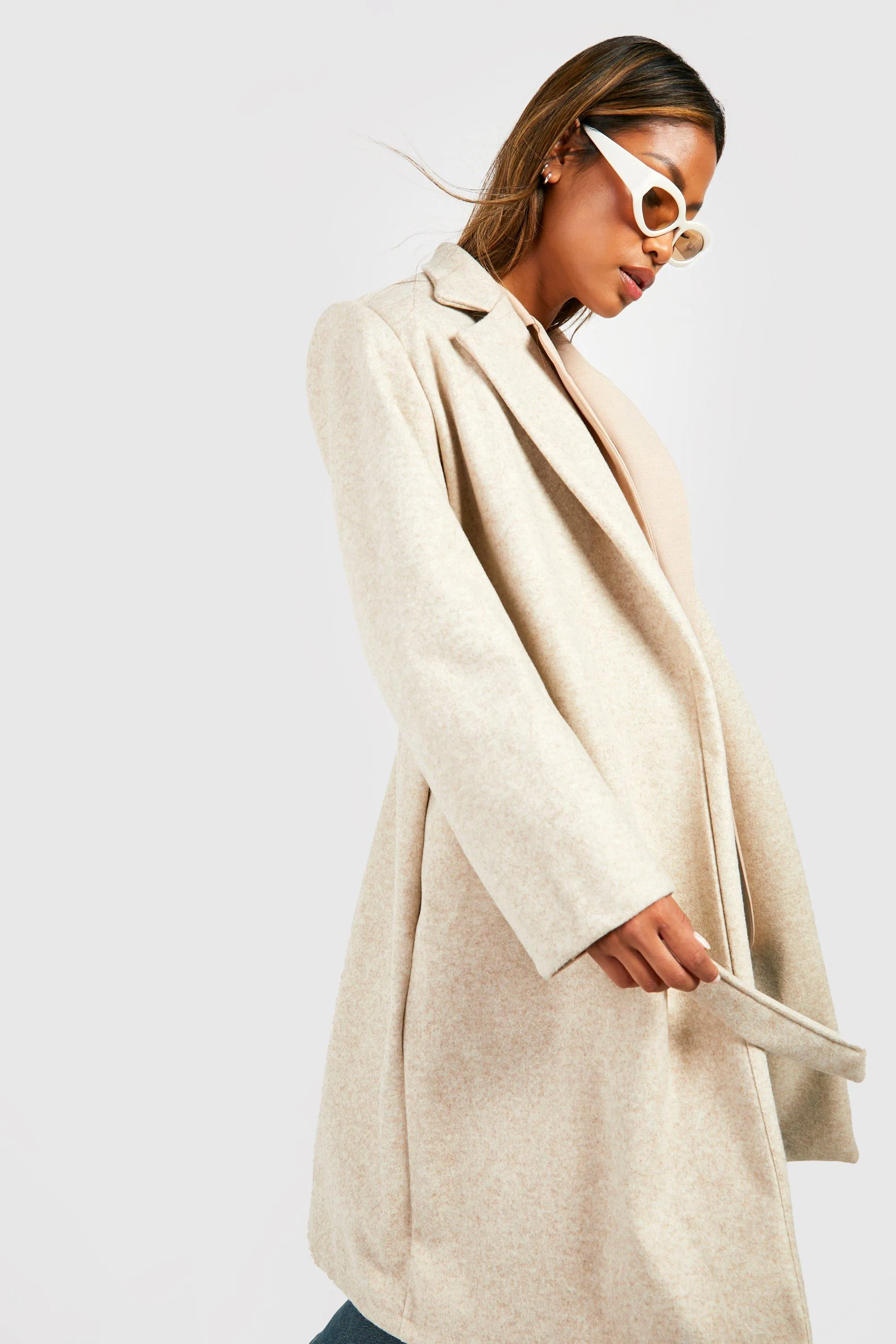 Jackets & Coats | Marl Belted Coat | boohoo