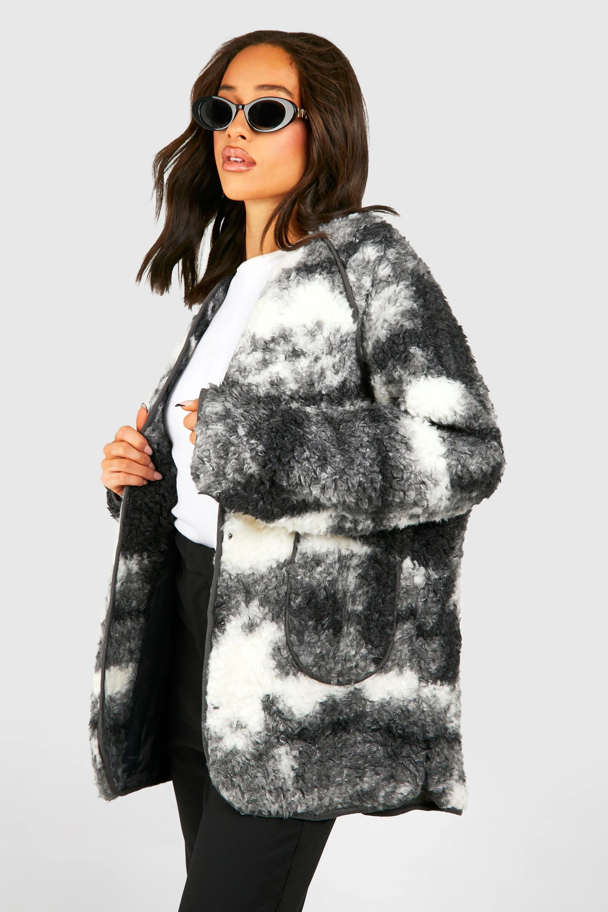 Jackets & Coats | Printed Teddy Jacket | boohoo