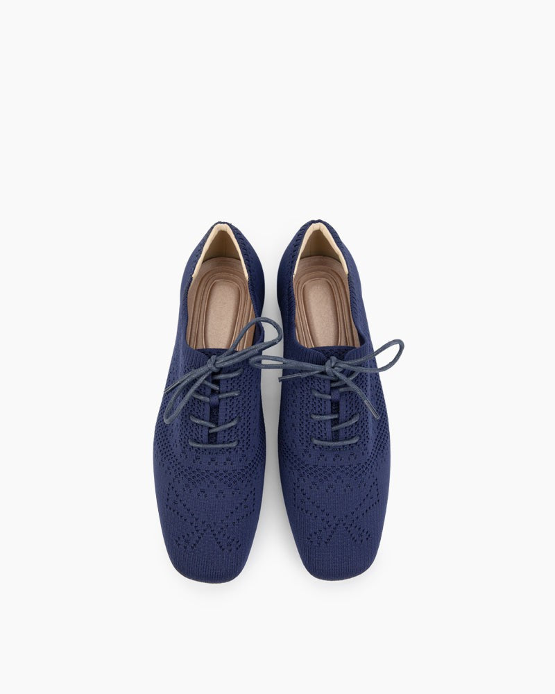 Lace-up Oxford Flat Knit Brogue Shoes