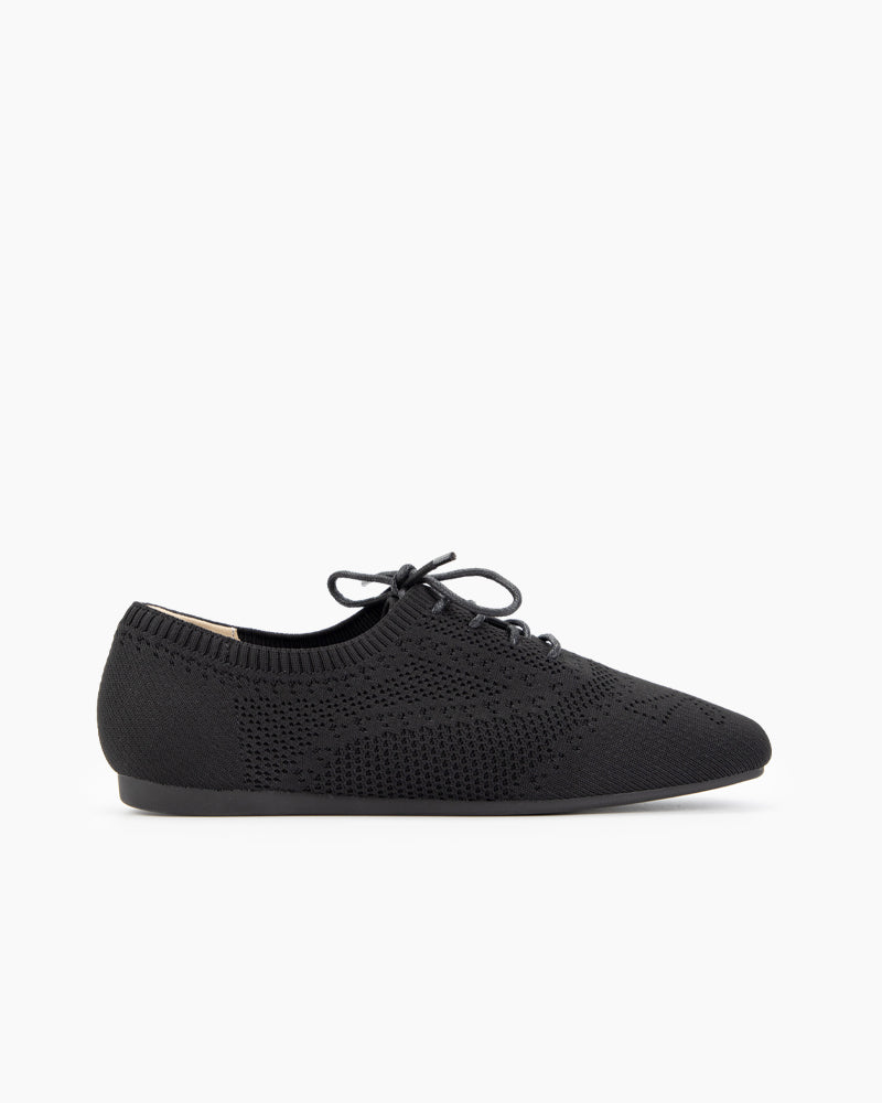 Lace-up Oxford Flat Knit Brogue Shoes