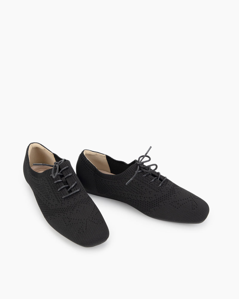 Lace-up Oxford Flat Knit Brogue Shoes