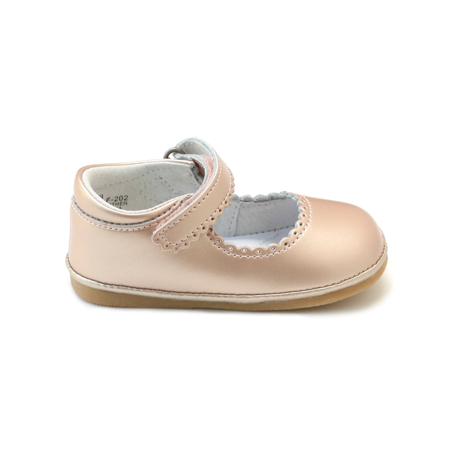 Online Exclusive - Cara Pink Gold Scalloped Leather Mary Jane (Baby)