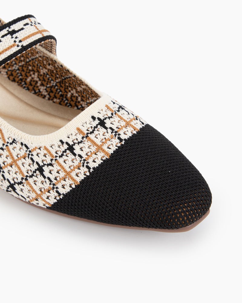 Pearl Knit Mary Jane Mesh Flat Shoes