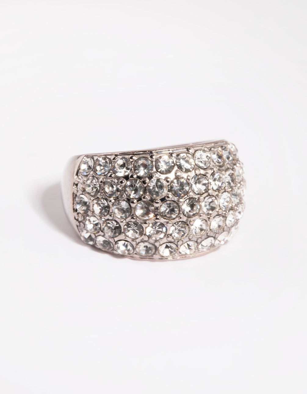 Rhodium Diamante Dome Ring