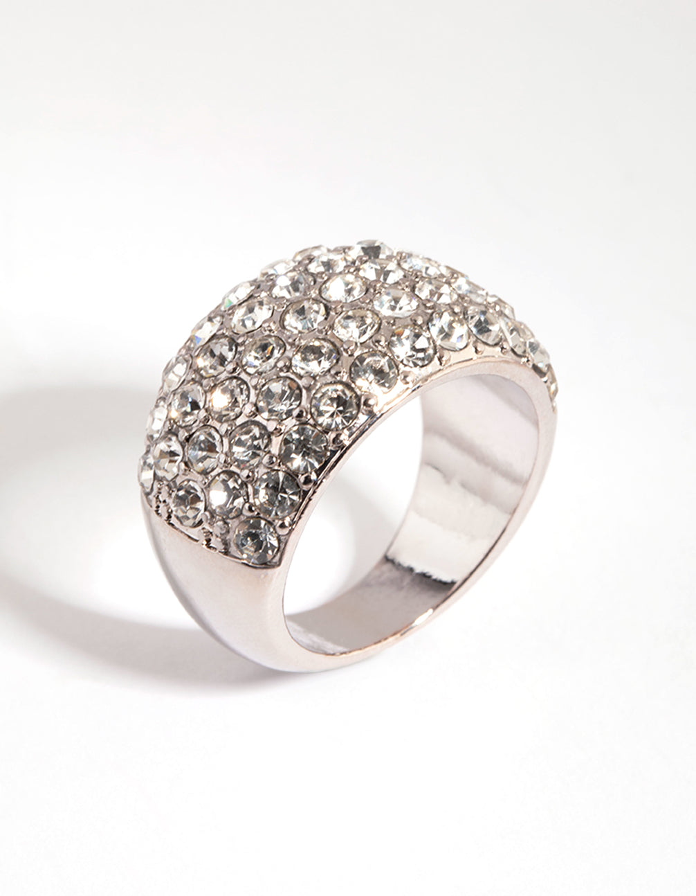 Rhodium Diamante Dome Ring