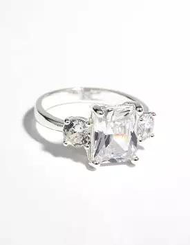 Silver Cubic Zirconia Engagement Ring