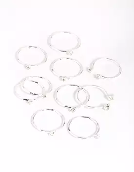 Silver Diamante Ring Stack 8-Pack