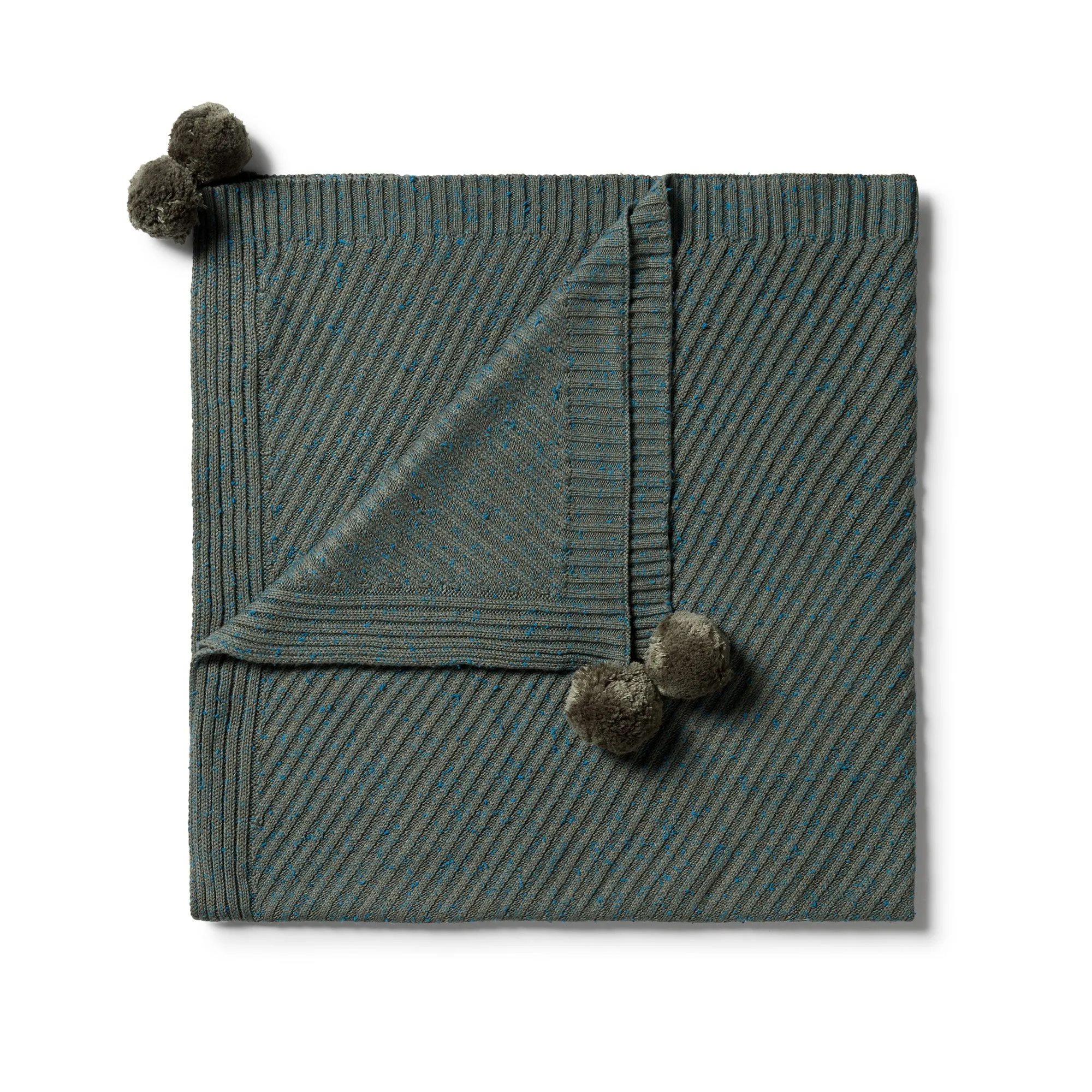 Wilson & Frenchy Knitted Jacquard Blanket - Dusty Olive Fleck