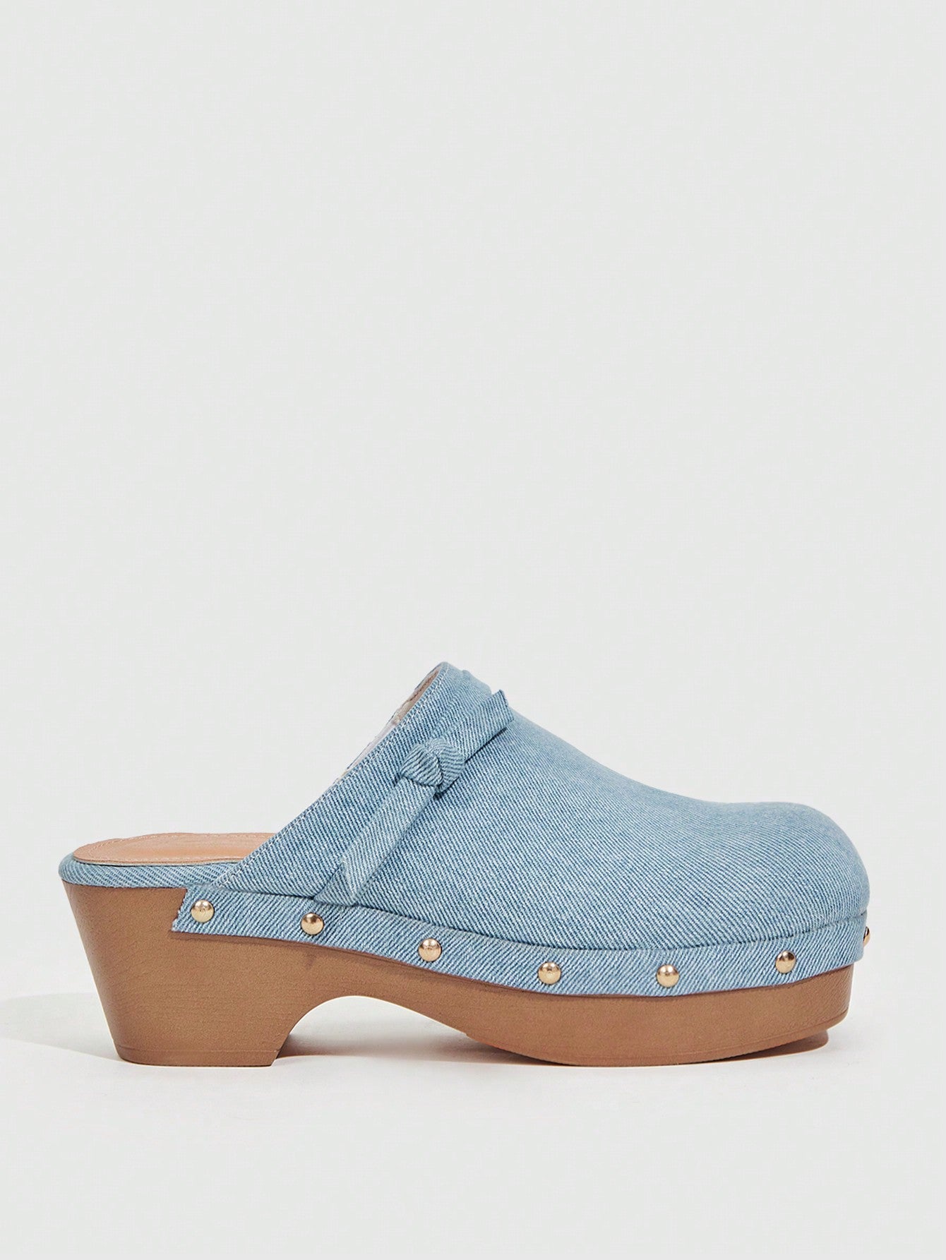 Women's Shoes Fashionable Square Toe Thick Sole Denim Blue Wedges